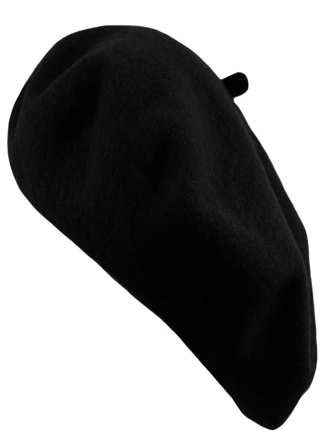 TZ Promise Women's French Beret Hat Solid Color Plain Wool Classic Traditional Artist Cap (US, Alpha, One Size, Black) - Image 1